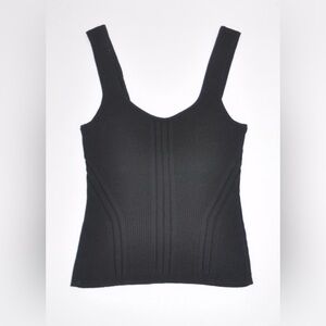 White House Black Market Rib Knit Black Sweater Tank Top Size Small MSRP $69
